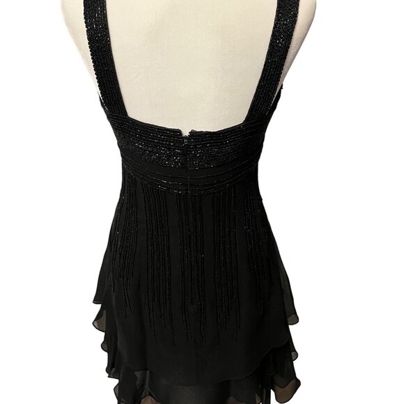 Precious Formals Silk Layered Ruffle Black Dress Size 8 - Picture 2 of 3